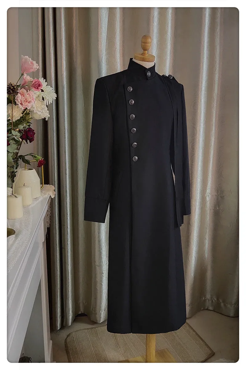 La Pomme~Ringo Story~Customizable Ouji Lolita Black Slim Long Coat
