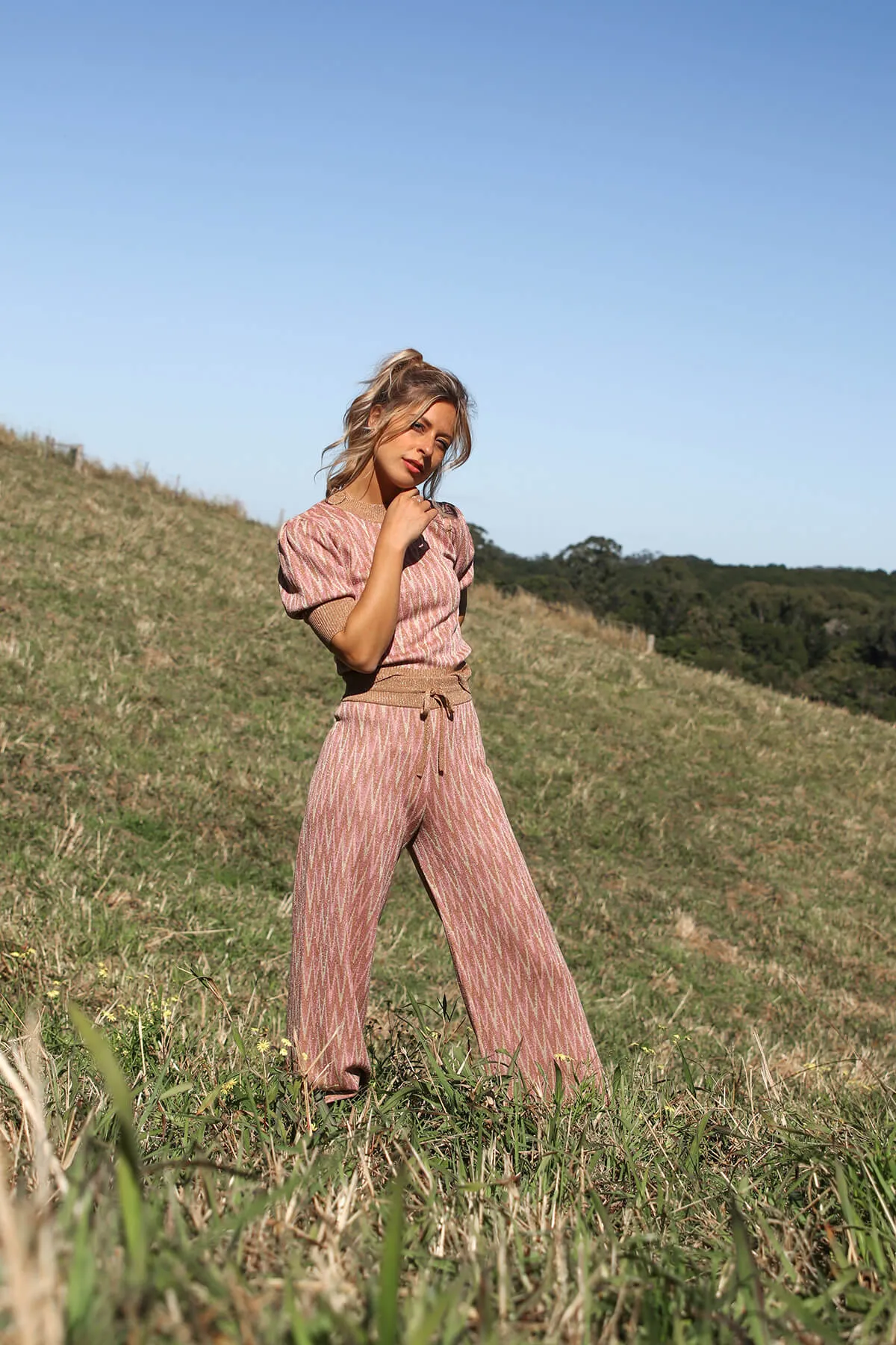 Lara Zig Zag Lurex Pant