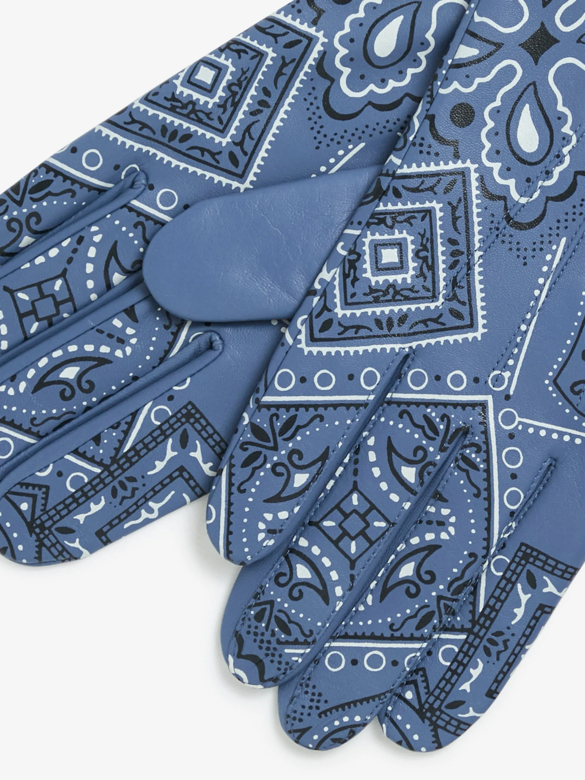 Leather COOKIE Bandana Gloves (Blue)
