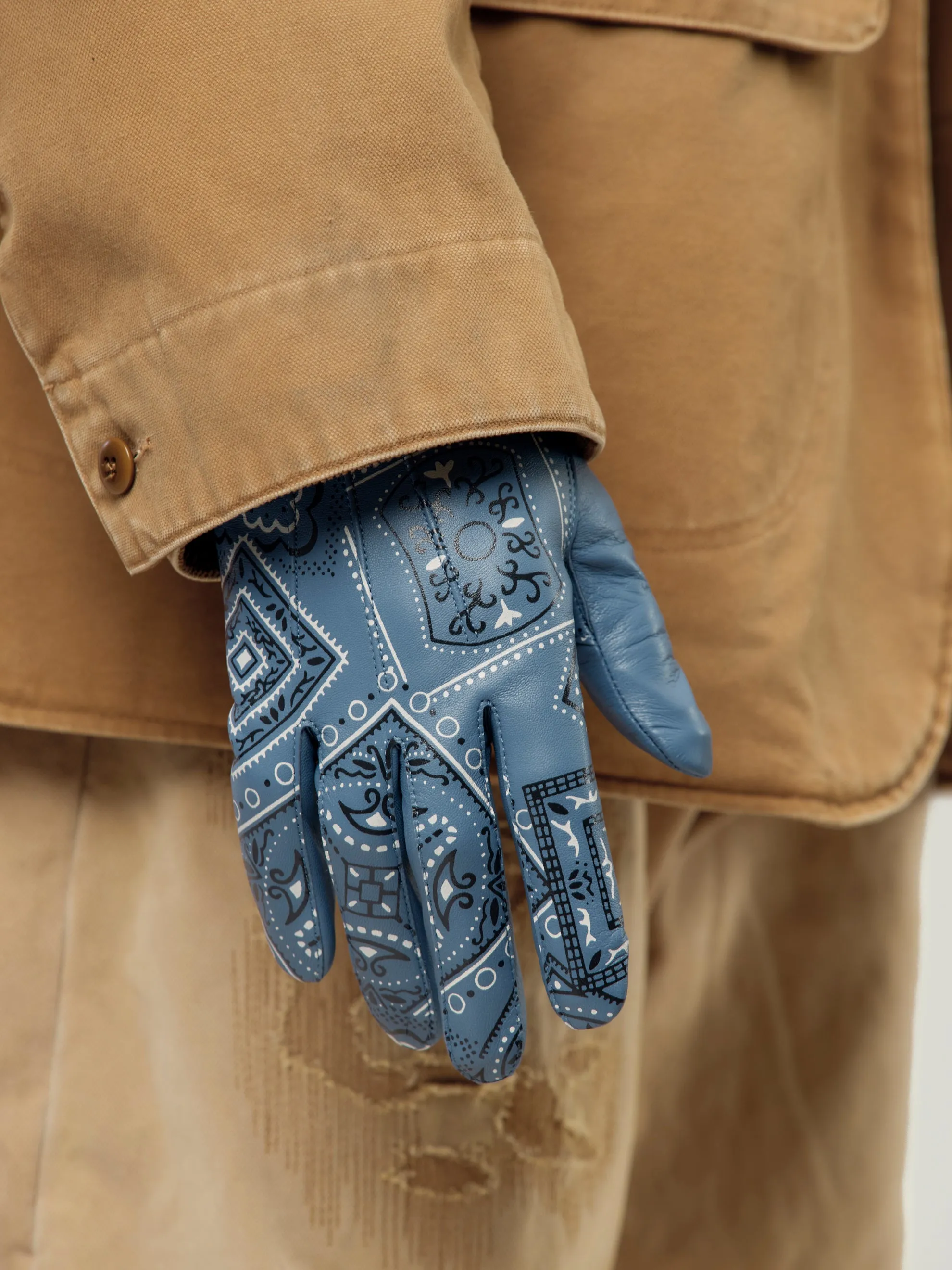 Leather COOKIE Bandana Gloves (Blue)