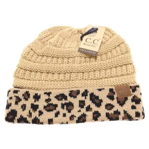 LEOPARD PRINT CC BEANIE TAIL CAMEL