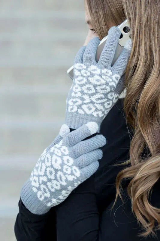 Leopard Stretch Touch Screen Gloves