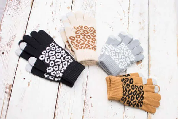 Leopard Stretch Touch Screen Gloves