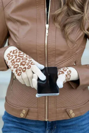 Leopard Stretch Touch Screen Gloves