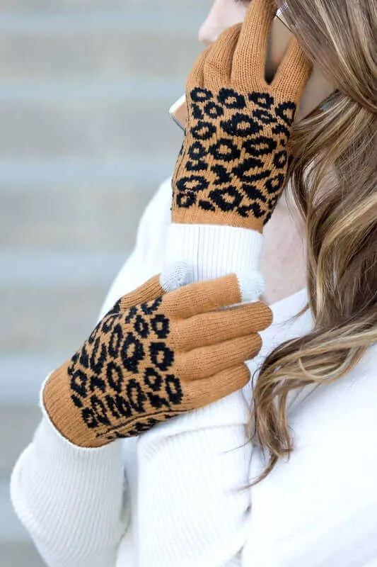 Leopard Stretch Touch Screen Gloves