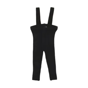 Lil Legs Knit Suspender Leggings- Black