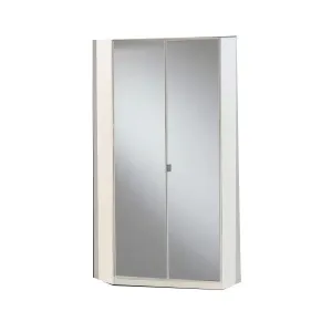 Lorin White Mirrored Corner Wardrobe