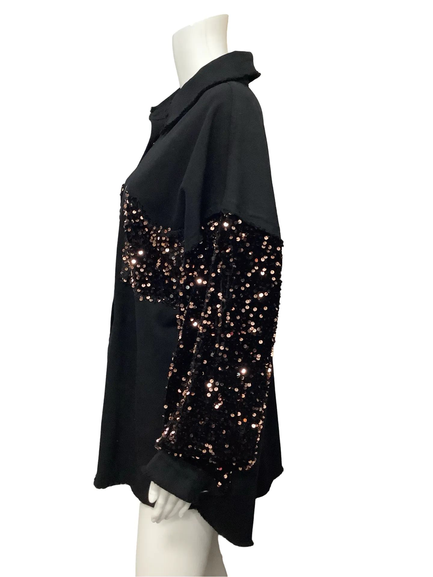 Lovely Melody Jacket Black Sequin Long Sleeve Size: 1XL
