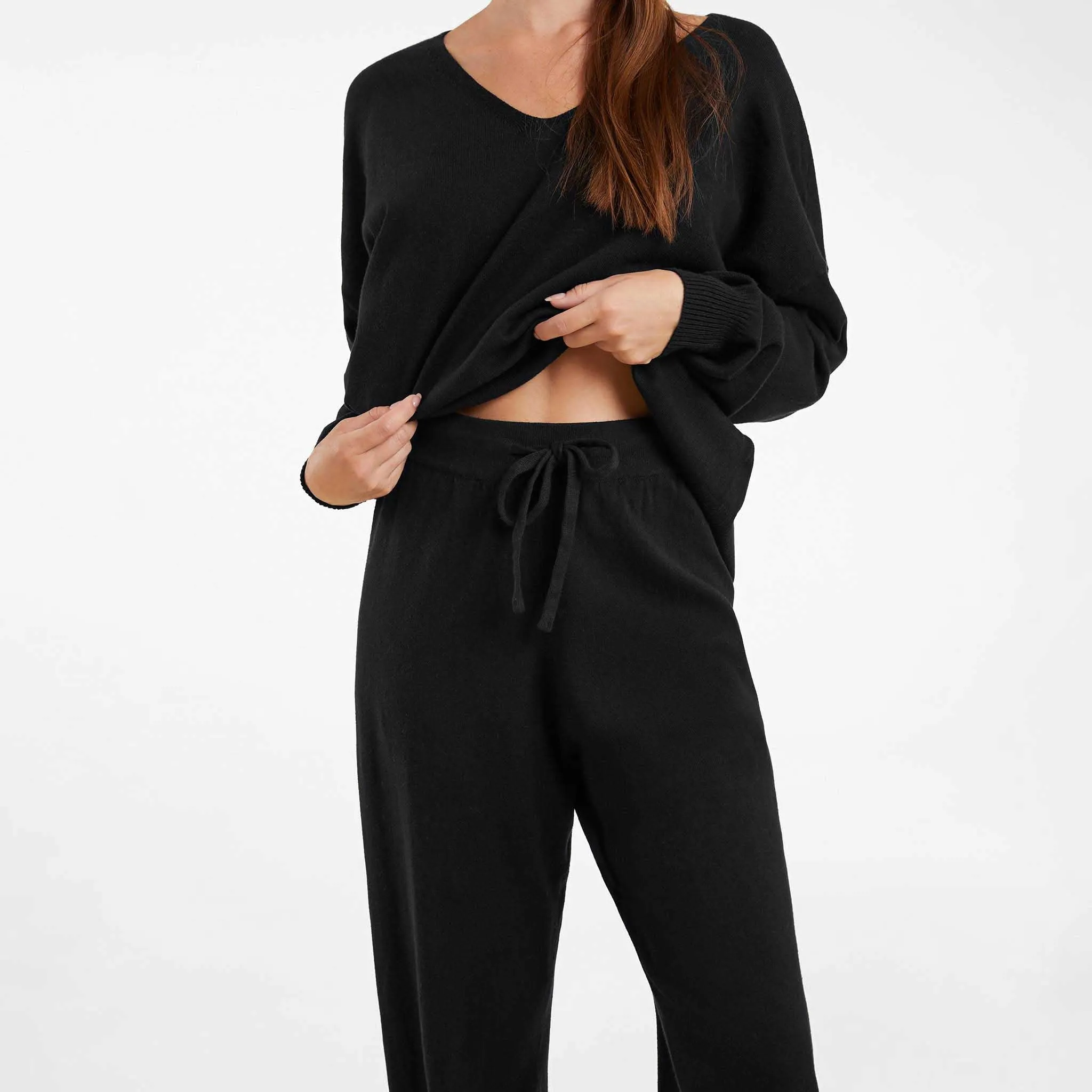 Luxe Knit Wide Leg Pant | Black