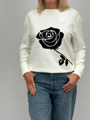 MARELLA Rose Print White Sweater