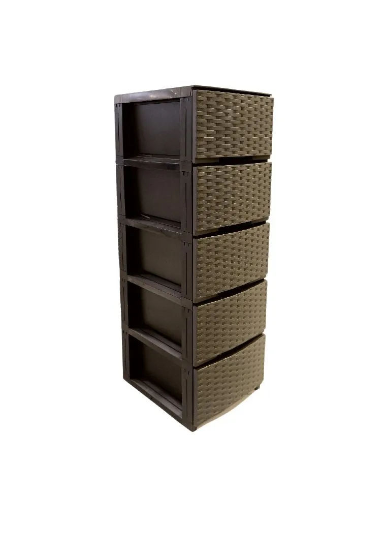 Megabox 5-Layered Boho Series Slim Drawer - Brown 44 x 37 x 48cm