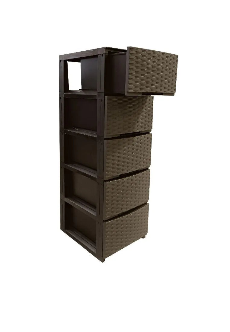 Megabox 5-Layered Boho Series Slim Drawer - Brown 44 x 37 x 48cm