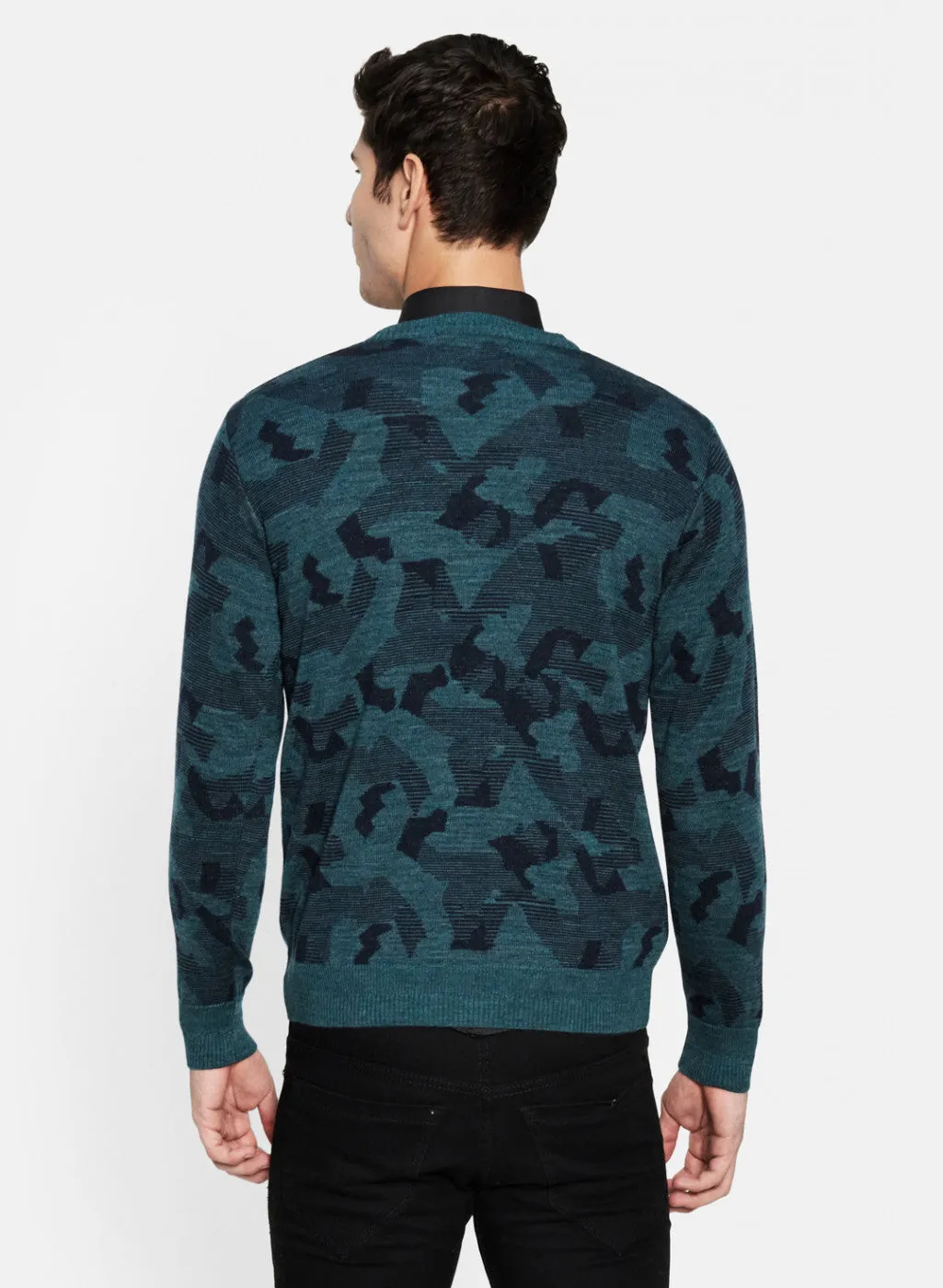 Men Green & Brown Solid Pullover