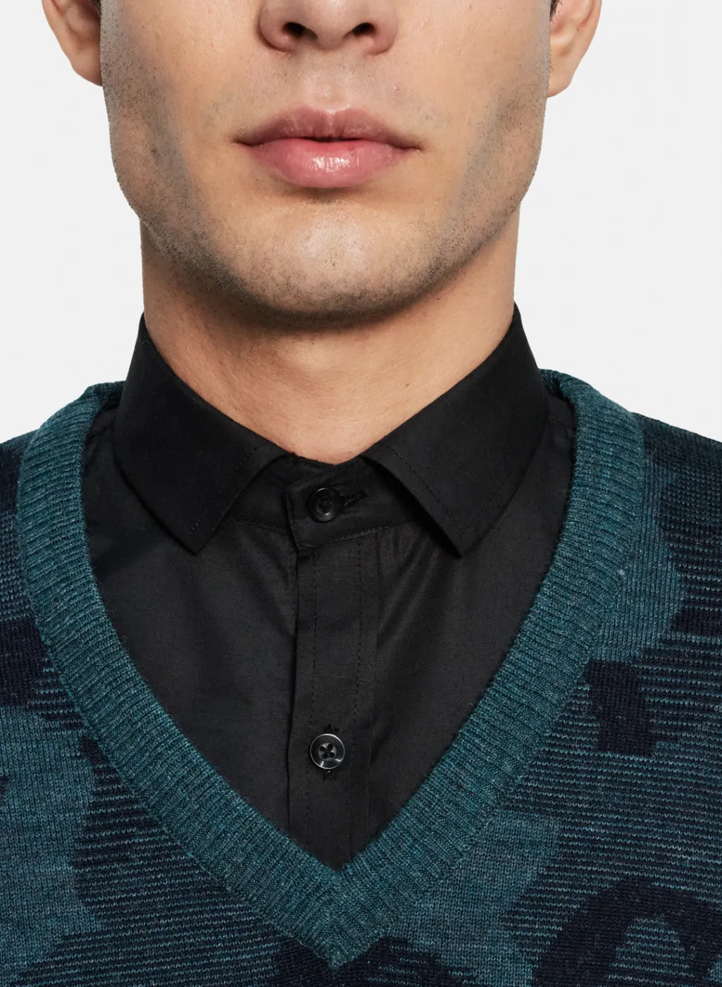 Men Green & Brown Solid Pullover
