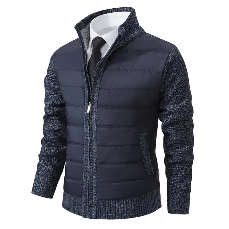 Men's Warm Zip-Up Cardigan Sweater for Fall and Winter