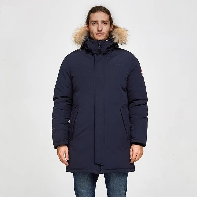Men's Winter Casual Medium Warm Parka With Raccoon Fur