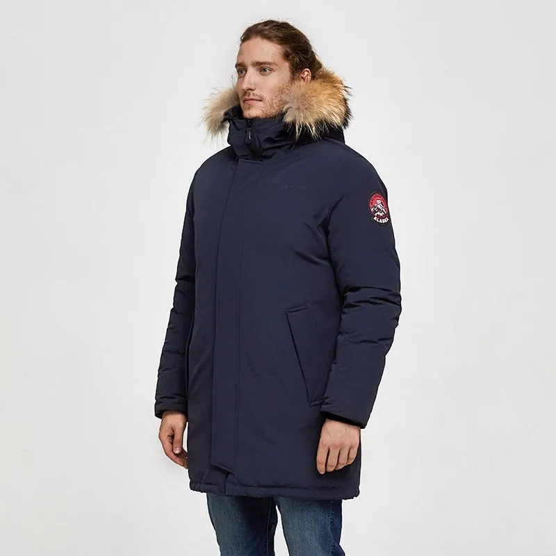 Men's Winter Casual Medium Warm Parka With Raccoon Fur