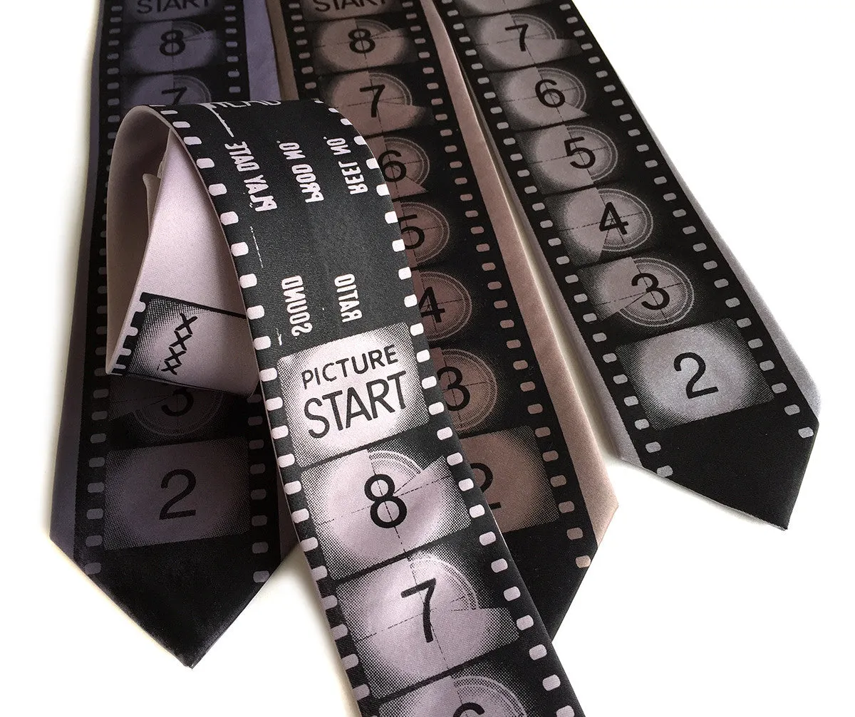 Movie Film necktie. Academy Film Leader tie