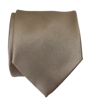 Mushroom Grey Necktie. Tan Solid Color Satin Finish Tie, No Print