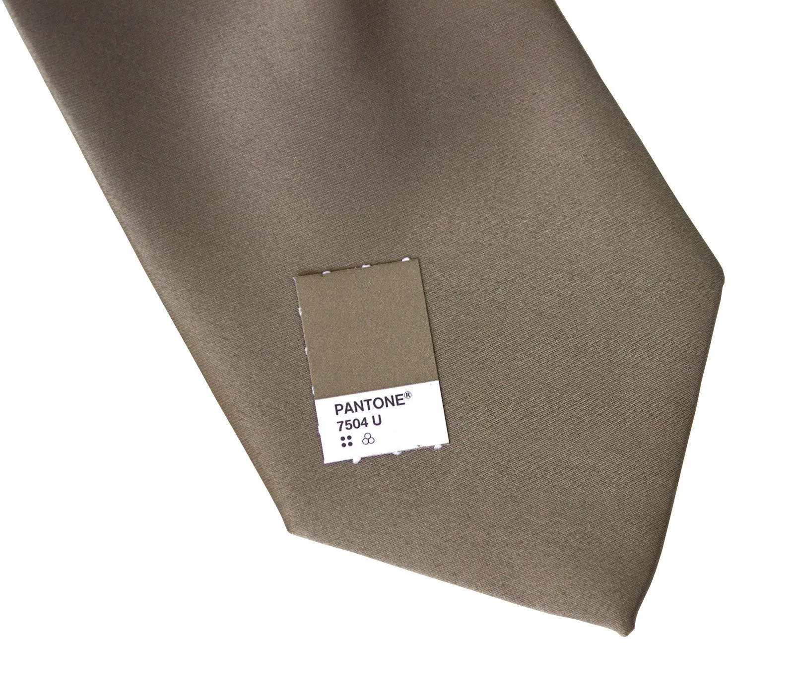 Mushroom Grey Necktie. Tan Solid Color Satin Finish Tie, No Print