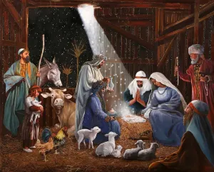 Nativity Digitally Printed 36" Panel from Four Seasons