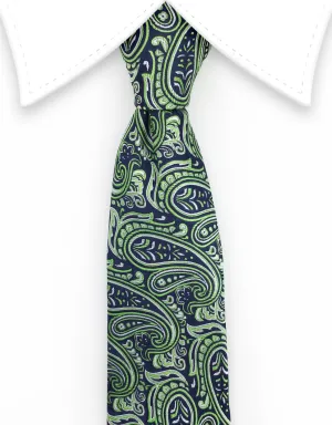 Navy and Green Paisley Tie