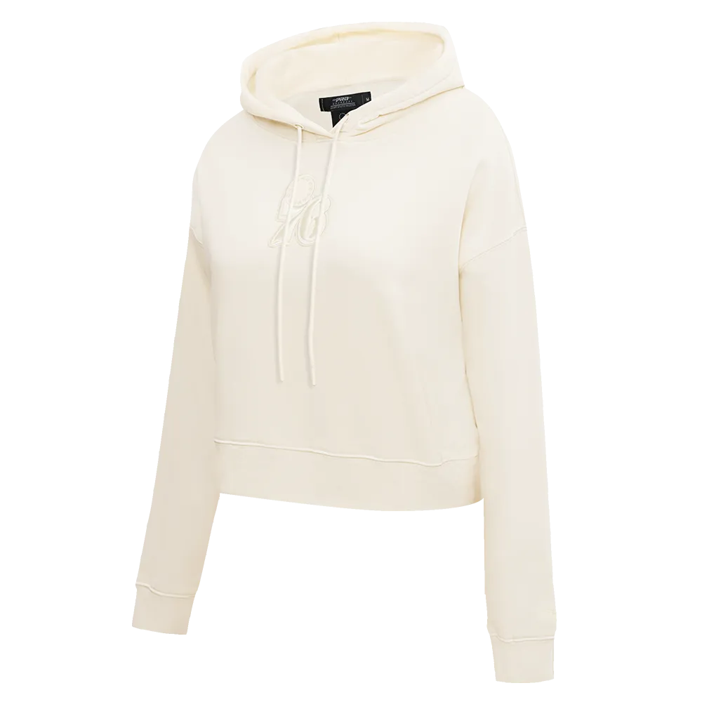 NBA PHILADELPHIA 76ERS NEUTRAL WOMEN'S CROPPED PO HOODIE (EGGSHELL)
