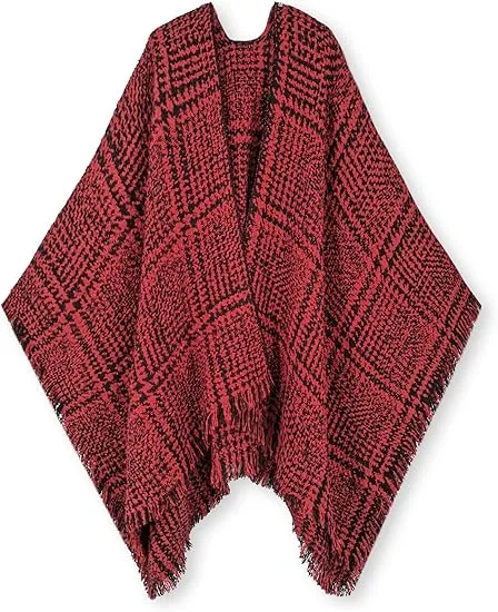 Olive Winter Chic Plaid Poncho Cardigan