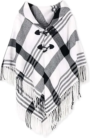 Olive Winter Chic Plaid Poncho Cardigan