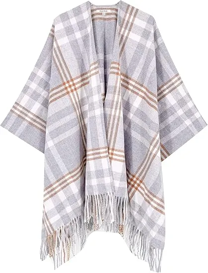 Olive Winter Chic Plaid Poncho Cardigan