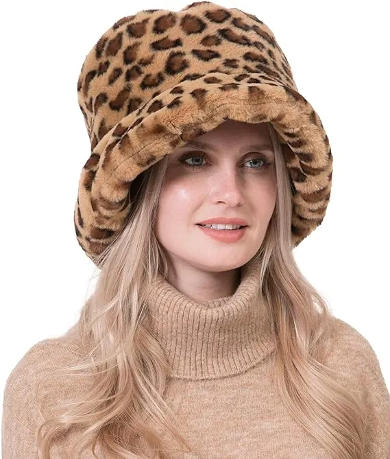 Oxford Chic Faux Fur White Winter Bucket Hat