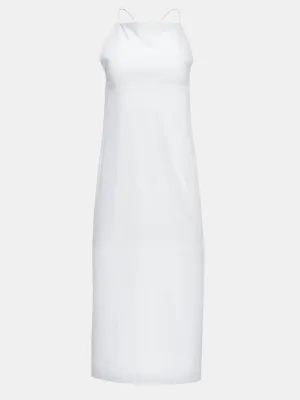 Pinched Slip Midi Dress, White