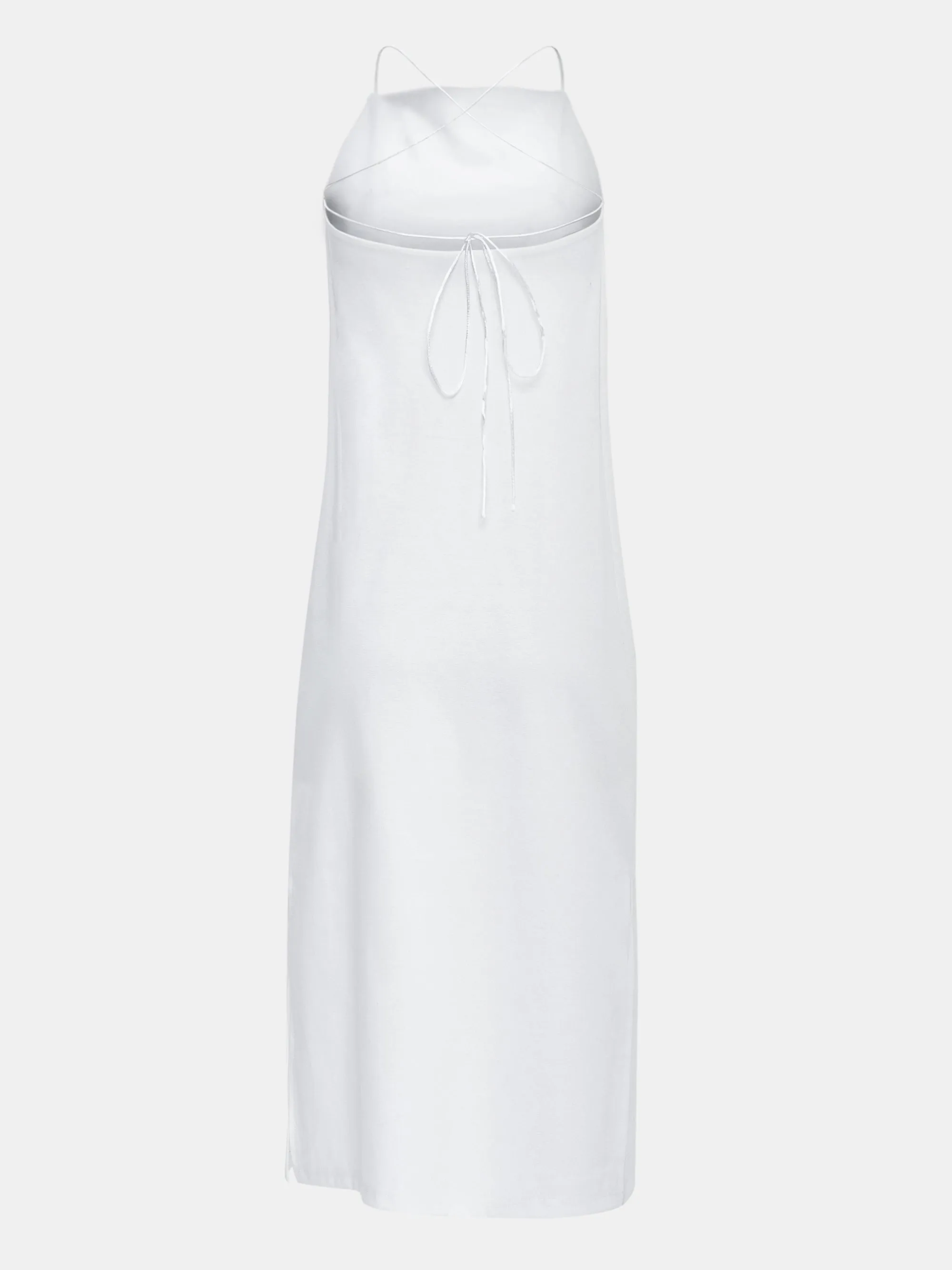 Pinched Slip Midi Dress, White