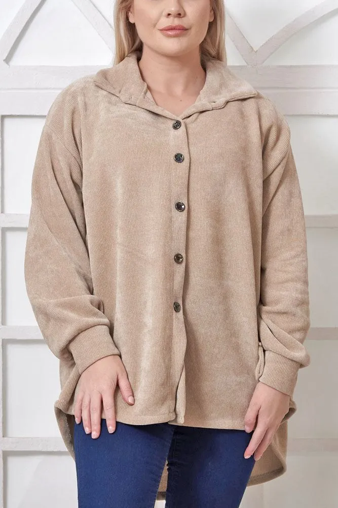 Plain Waffle Knit Pattern Viscose Shirt