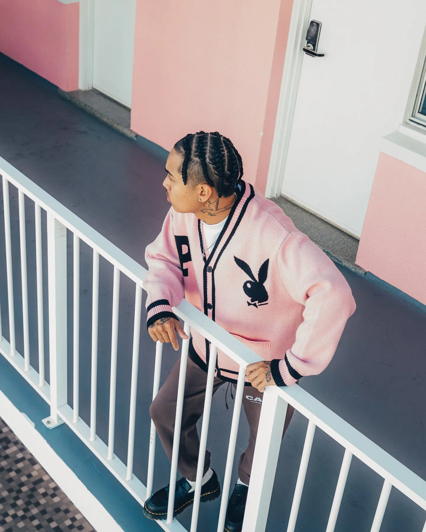 Playboy By CK Collegiate Cardigan Pink/Black