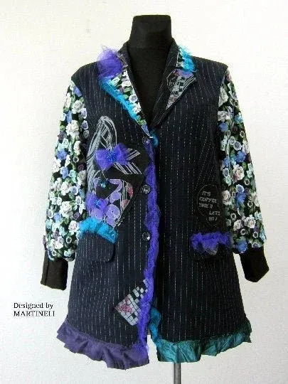 Plus Size Wool Sweatshirt Jacket,3XL Embroidered Jacket Coat