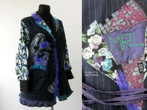 Plus Size Wool Sweatshirt Jacket,3XL Embroidered Jacket Coat