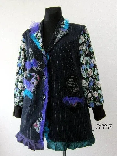 Plus Size Wool Sweatshirt Jacket,3XL Embroidered Jacket Coat