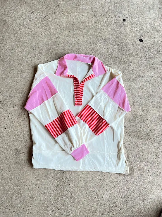Polo Collar Striped Pullover