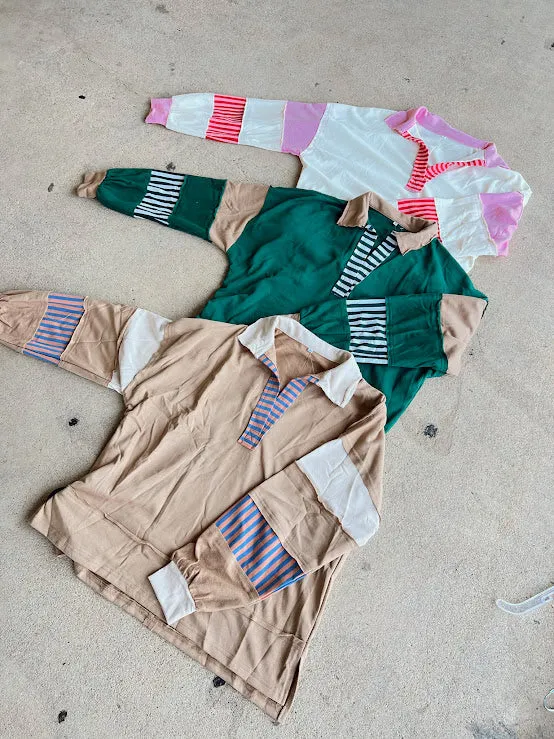 Polo Collar Striped Pullover