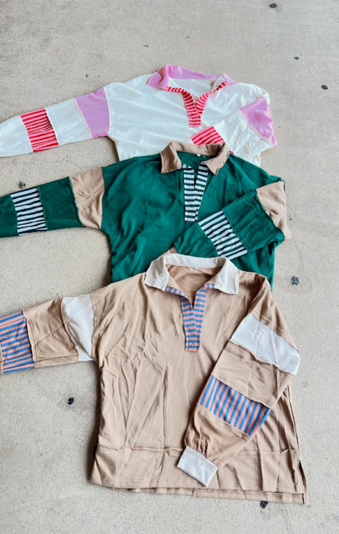Polo Collar Striped Pullover