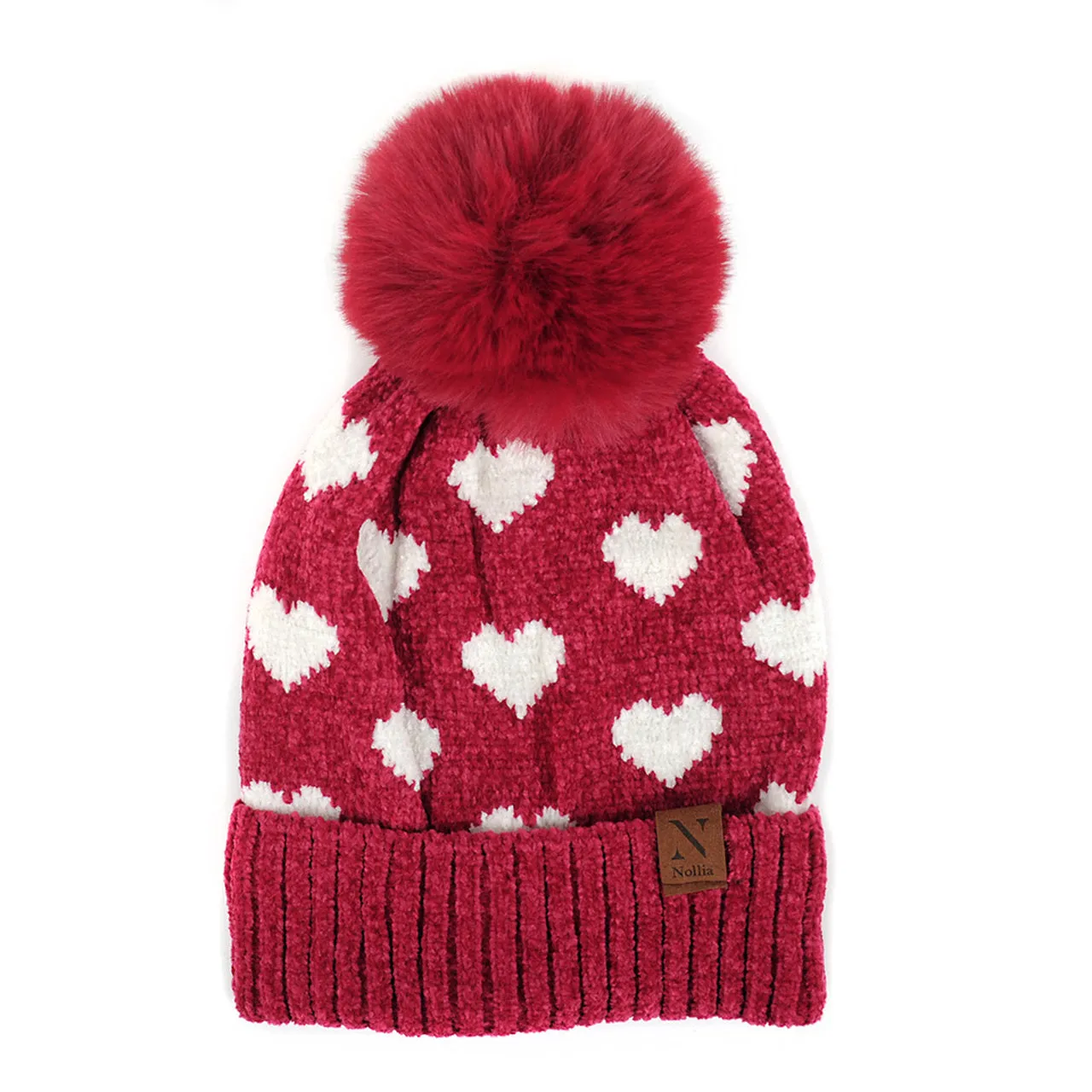Pom Pom Hearts Winter Hat & Scarf Set