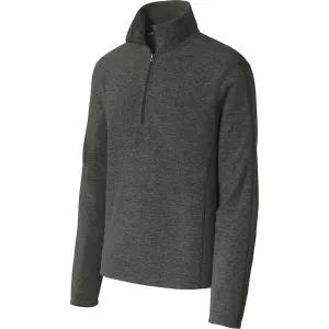 Port Authority Men's Black Charcoal Heather Microfleece 1/2-Zip Pullover