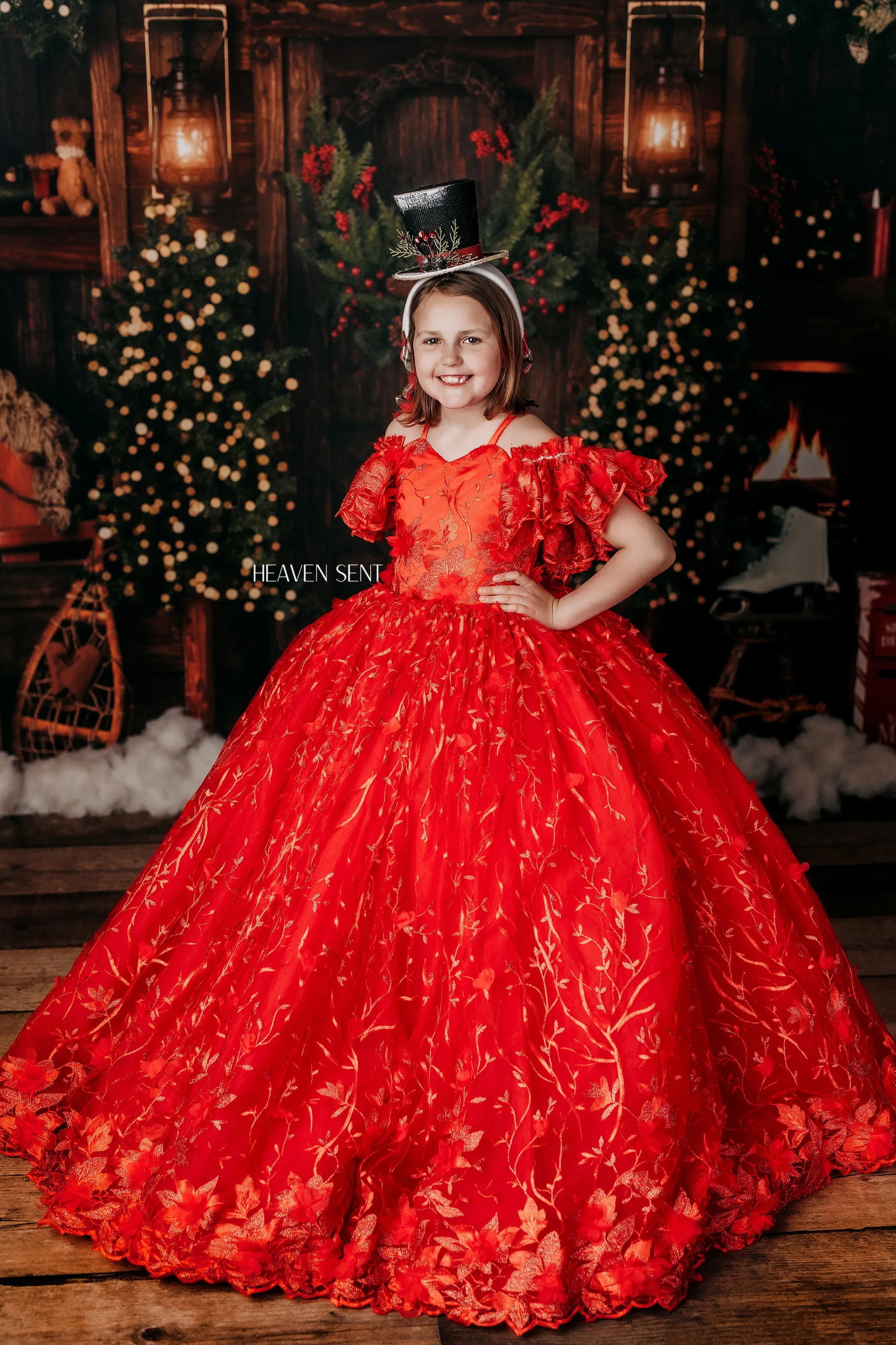 "Samantha" Rose -  floor Length Dress with cape- ( 6 Year - Petite 7 Year possible 8)
