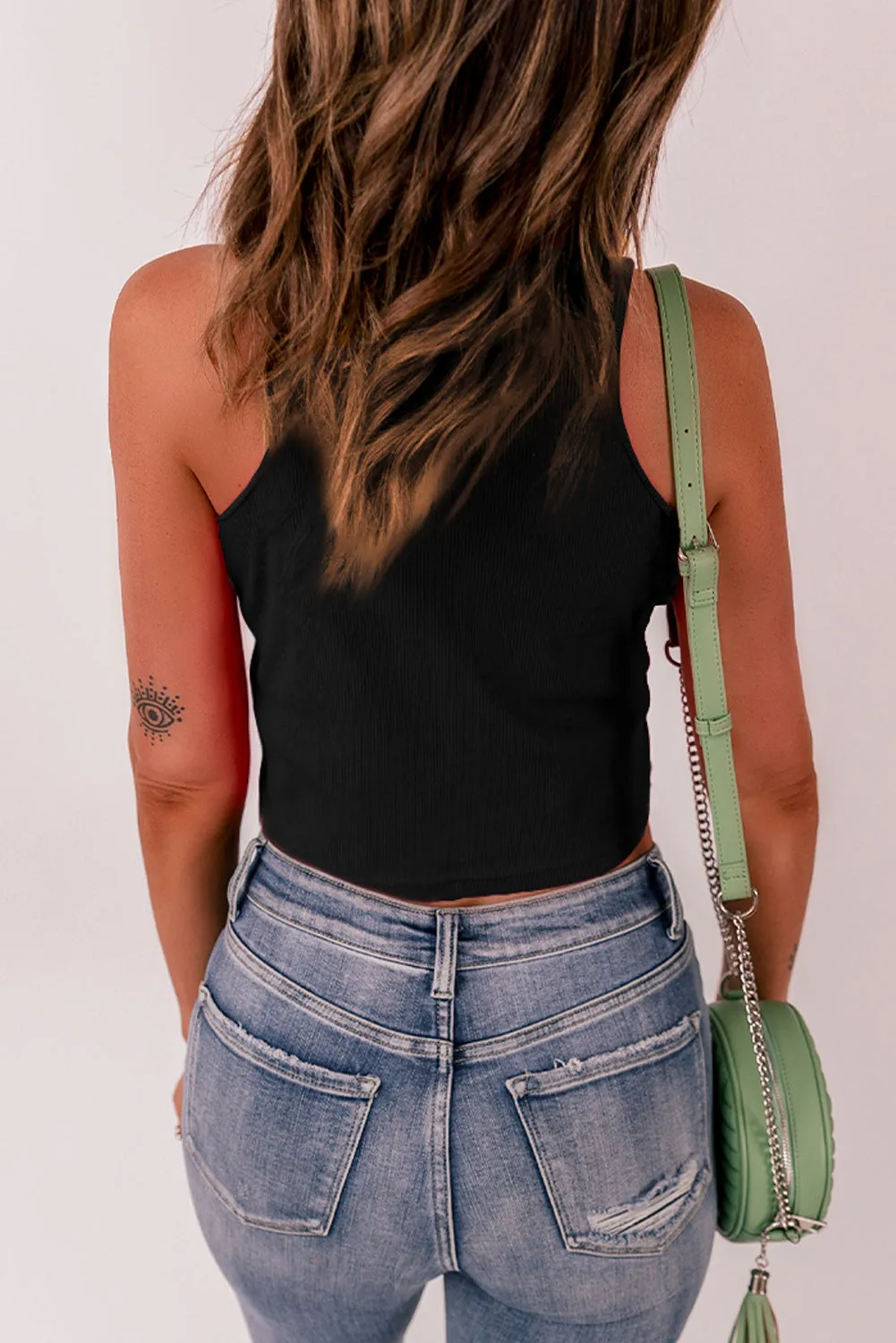 Rib Knit Sleeveless Crop Top