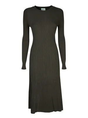 Ribbed-knit green dress