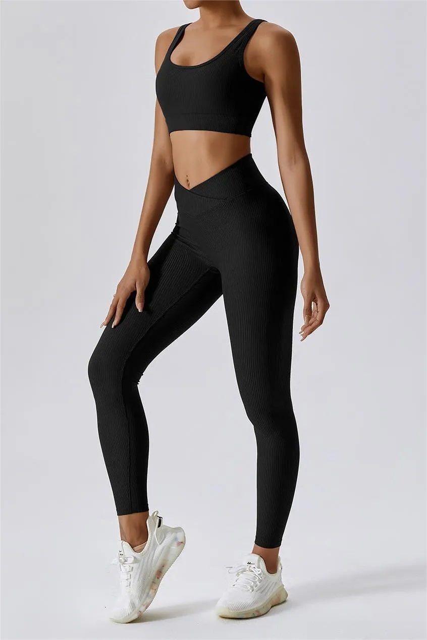 Ribbed V-Waist Butt Sculpting Leggings