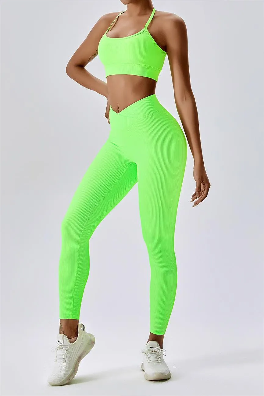 Ribbed V-Waist Butt Sculpting Leggings