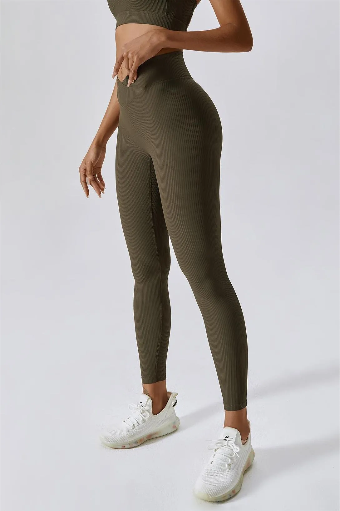 Ribbed V-Waist Butt Sculpting Leggings
