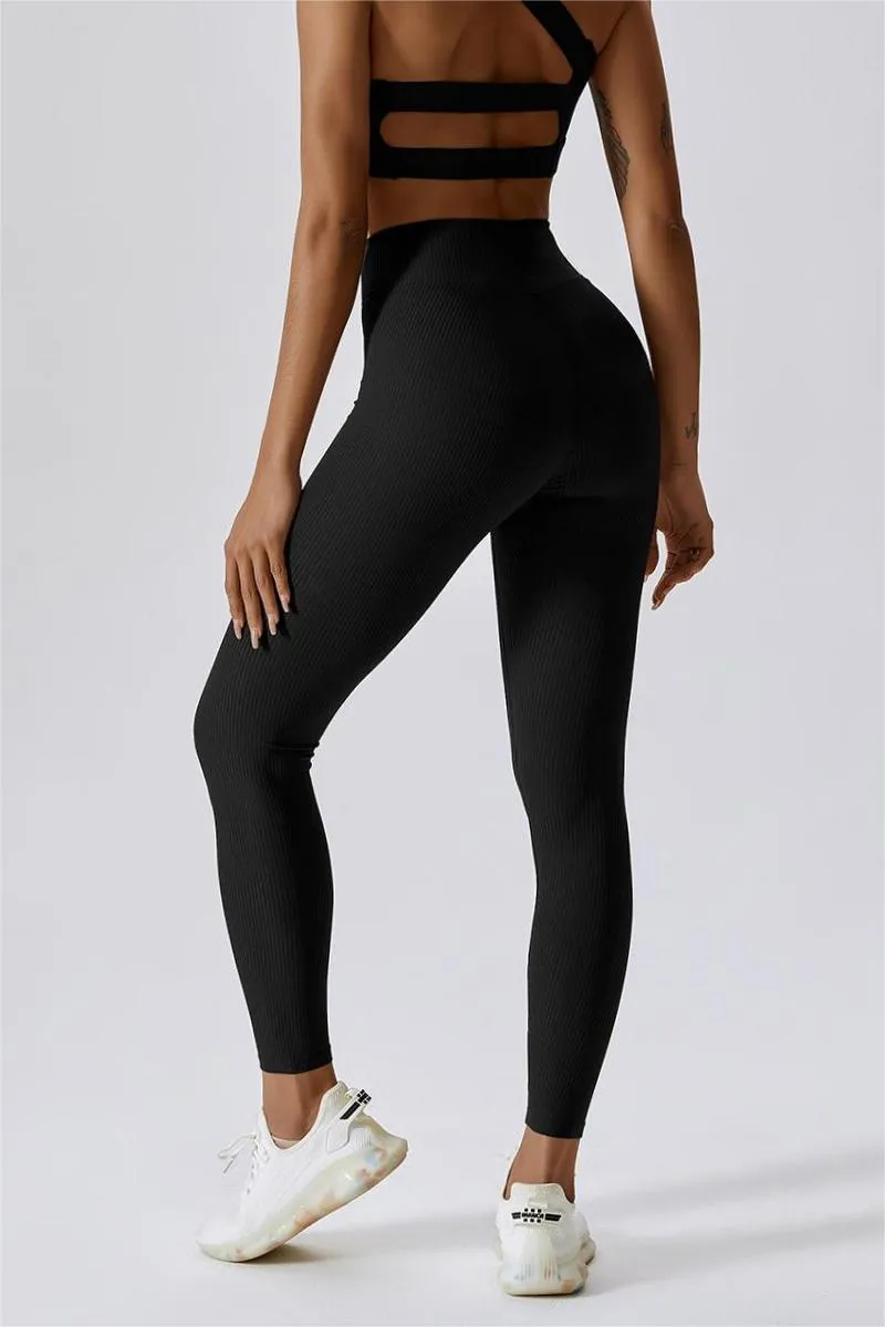 Ribbed V-Waist Butt Sculpting Leggings
